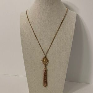 Vintage Sarah Coventry Necklace Gold Tone Tassel Pendant Chain